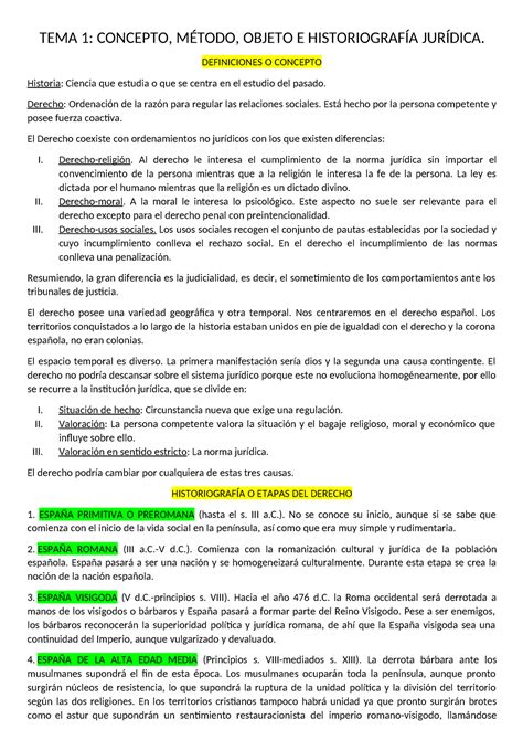 Historia DEL Derecho Definitivo 231105 024500 TEMA 1 CONCEPTO