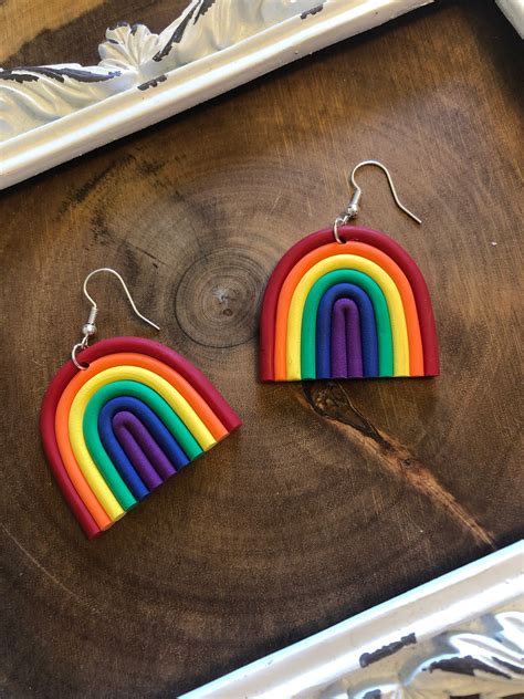 Boucles Doreilles Arc En Ciel En Argile Polym Re Etsy