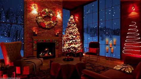 Cozy Christmas Ambience With Crackling Fireplace Sound Relaxing Snow