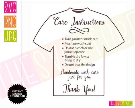 Tshirt Care Cards Svg Care Instructions Washing Instructions Etsy