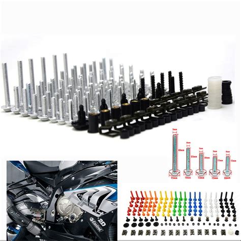 76 PCS Universal Motorcycle Fairing Body Bolts Spire Screw Spring Nuts