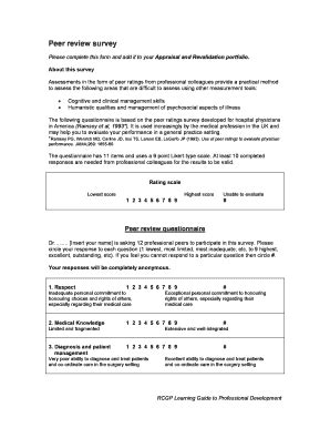 Fillable Online Peer Review Survey Form Pdf Bradford Vts Fax Email