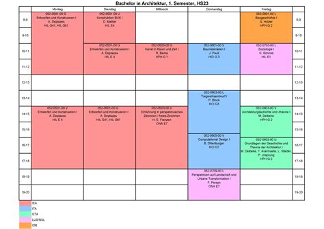 Studien und Stundenplan ETH Zürich