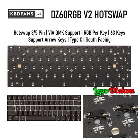 Jual Best Seller Dz Rgb V Hot Swap Pcb Kbdfans South Facing Mechanical Keyboard Shopee