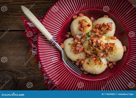 Potato Dumplings With Bacon Stock Photo Image Of Dumplings Knodel