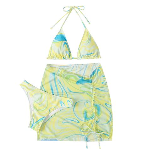 3 Pack Bikinis For Women S Tie Dye Bikini Set Swimsuit With Sarongs