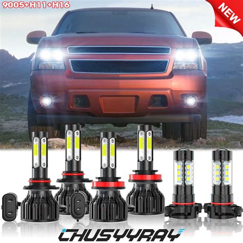 Pc Led Headlight Fog Light Bulbs Combo Kit For Chevrolet