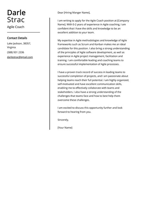 Agile Coach Cover Letter Example Free Guide