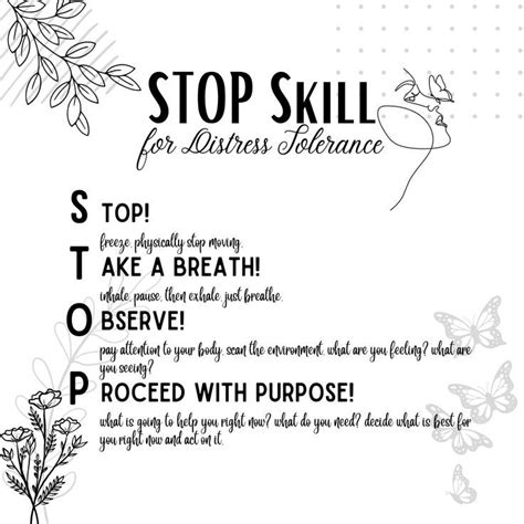 Stop Skill Dbt Distress Tolerance Distress Tolerance Skills