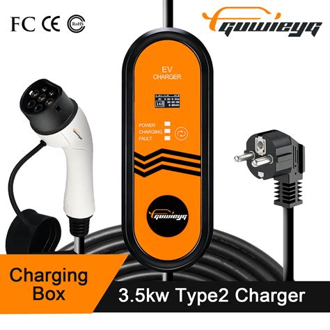 GUWIEYG Portable Charger Type2 3 5KW 1Phase For Electric Vehicle