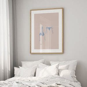 Bikini On Clothesline Print College Apartment Decor Coastal Beachy Dorm Room Posters Trendy