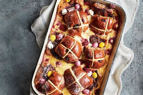 Hot Cross Bun Chocolate Bread And Butter Pudding