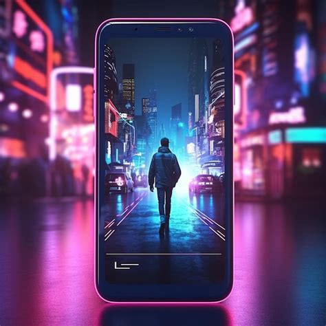 Premium AI Image | template of cyberpunk display 9x16 frame for Instagram stories