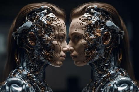 Premium Photo | A digital art of a robot with a human face and a human ...