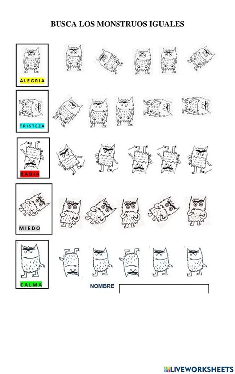 Ficha Interactiva De El Monstruo De Colores Para Primero Montruo De