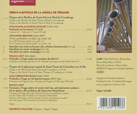 Heinrich Walther Obras Maestras De La Musica De Organo CD Jpc