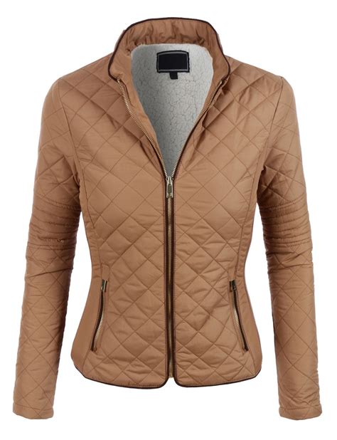 Le3no Womens Lightweight Quilted Puffer Zip Up Jacket With Pockets