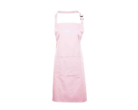 Pink Polycotton Bib Apron With Pocket 72x86cm