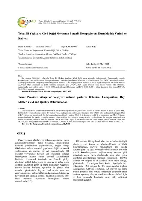 Pdf Tokat Li Ye Ilyurt K Y Do Al Meras N N Botanik Kompozisyon