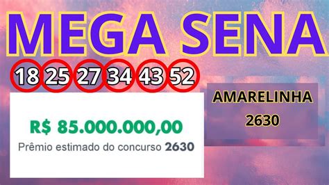 MEGA SENA CONCURSO 2630 R 85 MILHÕES YouTube