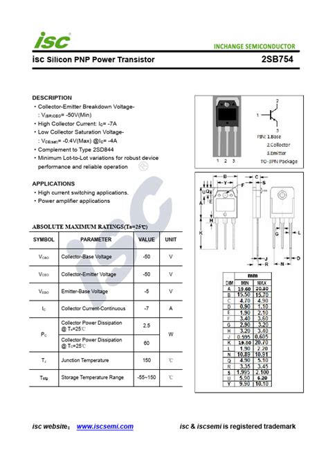 2SB754 Datasheet PDF INCHANGE