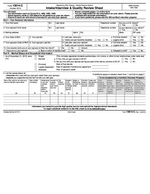 Fillable Online Form 13614 C IntakeInterview Quality Review Fax