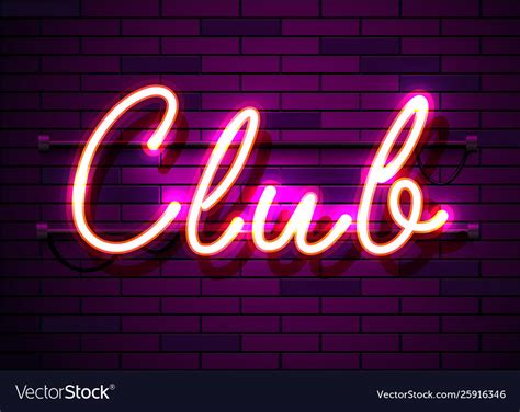 Neon Sign Word Club On Dark Background Royalty Free Vector