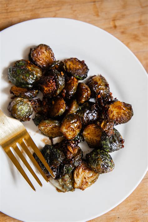 Air Fryer Roasted Maple And Balsamic Brussel Sprouts Twelve On Main