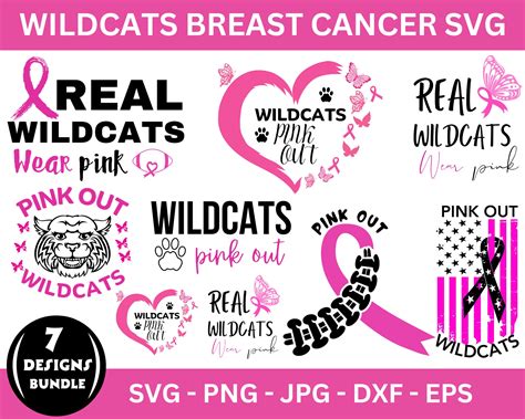 Wildcats Breast Cancer Svg Cancer Awareness Breast Cancer Etsy