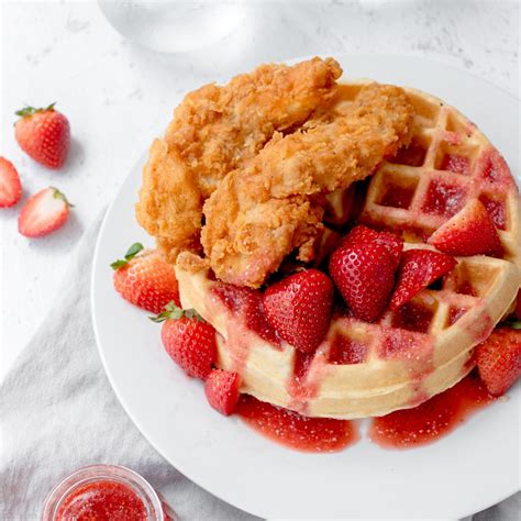 Chicken And Waffles With Strawberry Sauce Farm Flavor Recipe