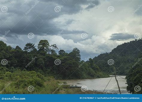 Tembeling River And Jungle On A Stormy Day Taman Negara Malaysia Stock