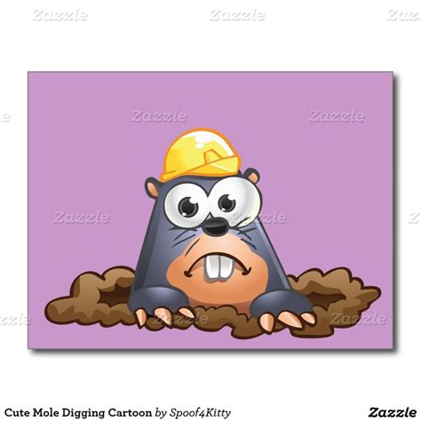 Cute Mole Digging Cartoon Postcard | Zazzle | Cartoon mole, Postcard, Cartoon