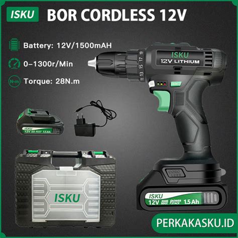 Promo Isku Bor Cordless Bor Baterai Burshless Bor Beton Besi Tembok V