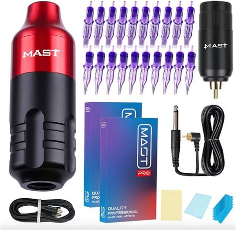 Mast Pro Kit De Machine Tatouer Rotative Sans Fil Avec Aiguilles