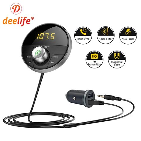 Deelife AUX Bluetooth Zasilacz Samochodowy Nadajnik Modulator FM Zestaw