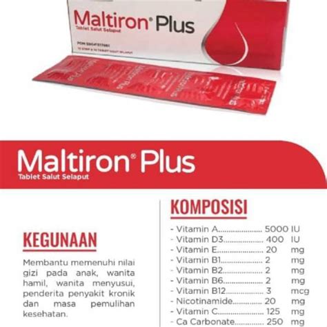 Jual Maltiron Plus Strip 10 Tablet Multivitamin Mineral Zat Besi Ibu Hamil Shopee Indonesia