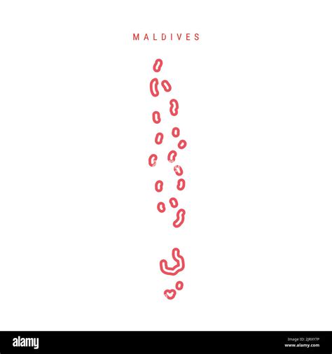 Maldives Editable Outline Map Maldivian Red Border Country Name