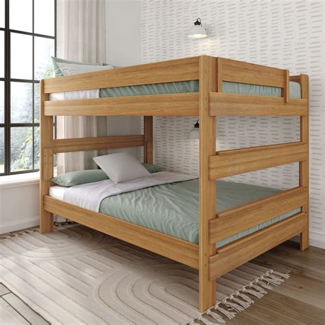 Rustic Queen Over Queen Bunk Bed Farmhouse Solid Wood Bed Frames