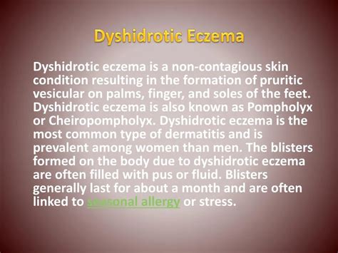 PPT - Dyshidrotic Eczema: Symptoms, Causes, Diagnosis and Treatment PowerPoint Presentation - ID ...