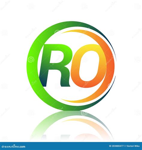 Initial Letter Logo RO Company Name Green And Orange Color On Circle