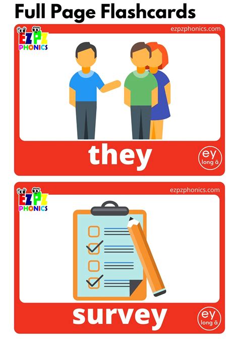 Ey Words Long A Vowel Phonics Flashcards