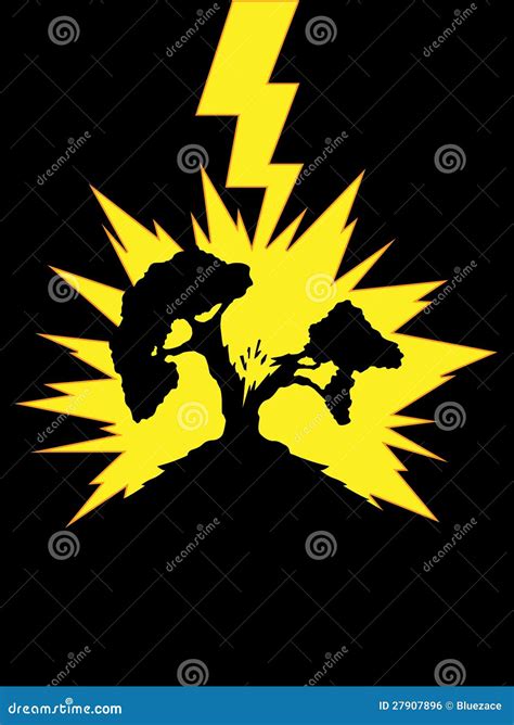 Tree Struck By Lightning Cartoon Vector | CartoonDealer.com #23562681