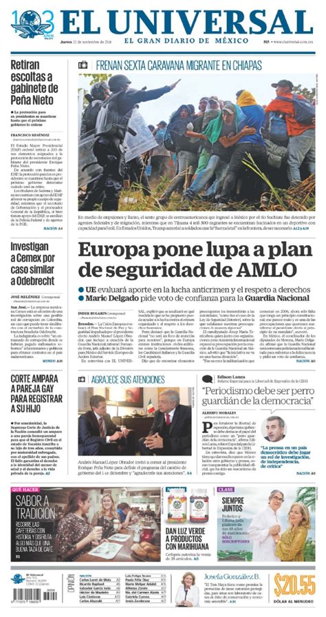 Noticias Del D A En Portadas De Noviembre Noti Arandas