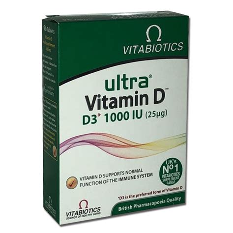 Vitabiotics Ultra Vitamin D D3 1000 Iu 96 Tablets 0312 9119949