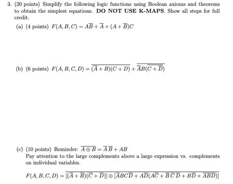 Solved Points Simplify The Following Logic Functions Chegg