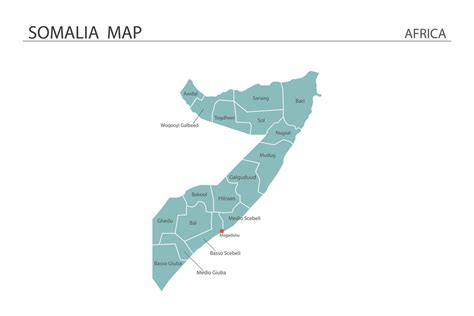 Somalia map vector illustration on white background. Map have all ...