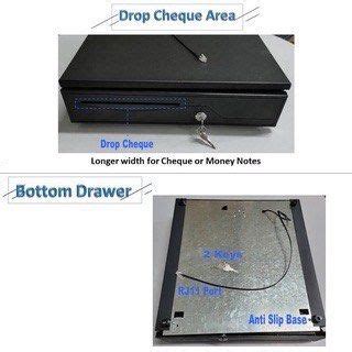 Cash Drawer Box Cash Box Key Lock With Bill Coin Tray Money Box