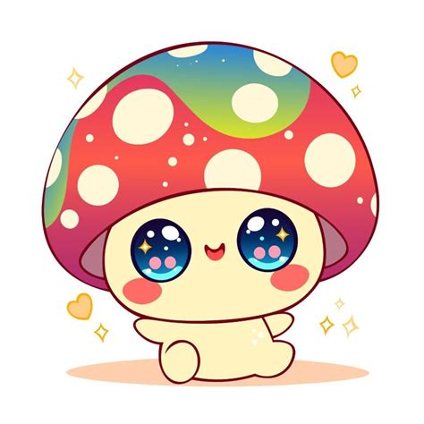 kawaii mushroom illustration cute magical mushroom chibi mushroom