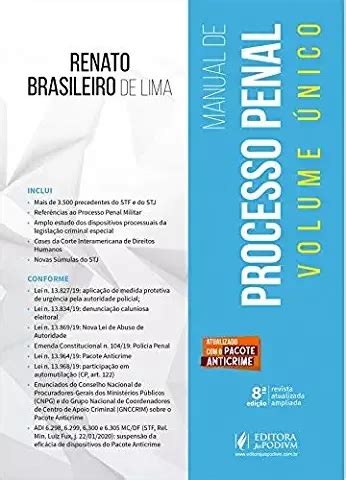 Livro Manual De Processo Penal Volume Nico Renato Brasileiro De