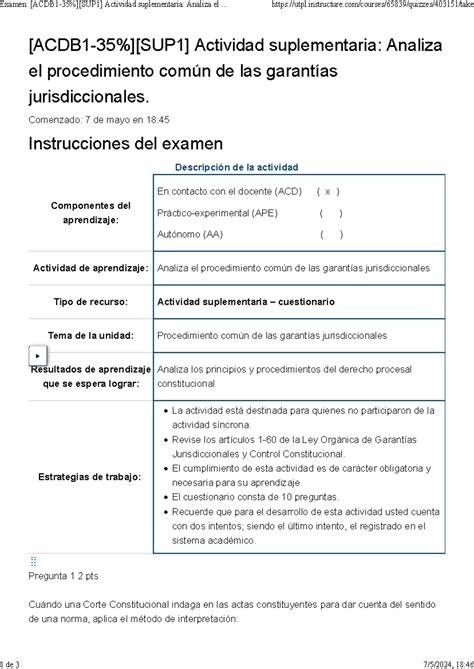 Examen ACDB 1 35 SUP 1 Actividad Suplementaria Analiza El